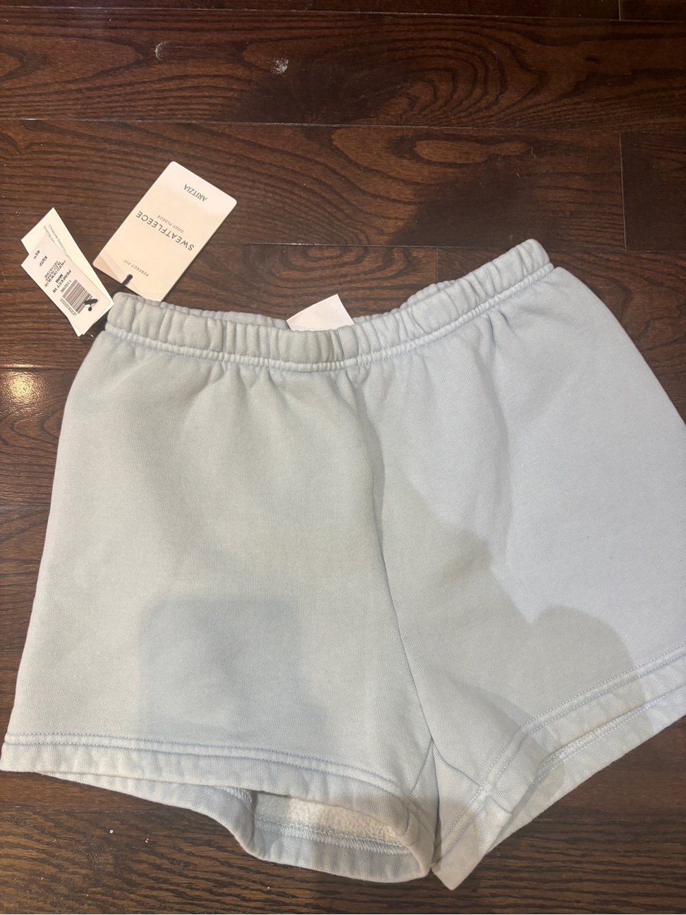 Aritzia Perfect High Rise Mini Shorts XS Light Blue NWT Sweat Fleece